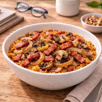 Bowl lardons fumés & champignons rôtis