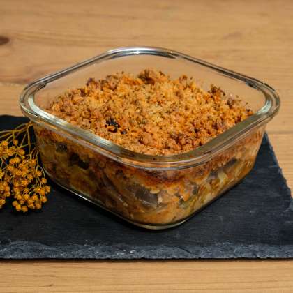 Légumes d'été en crumble au chorizo