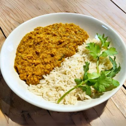 Dahl de lentilles corail, riz