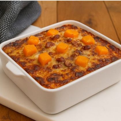 Ravioles en gratin, courge muscade et fourme d'Ambert AOP