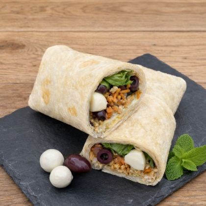 Wrap mozza, olives kalamata & citron-menthe